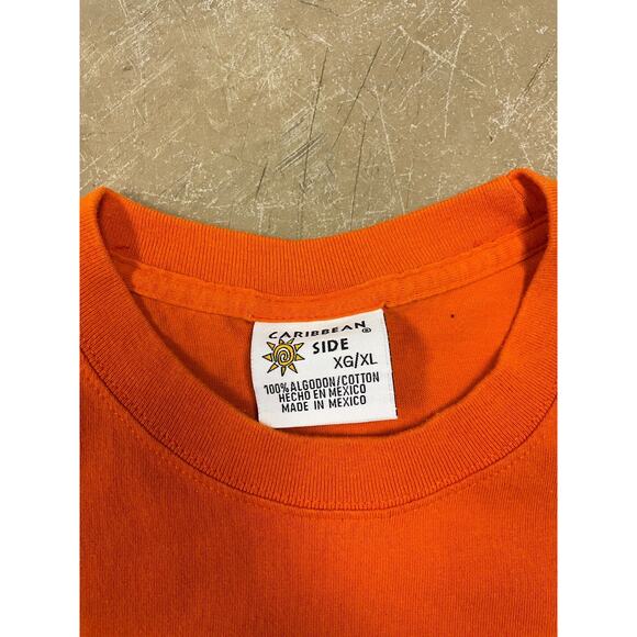 Vtg Cancun Shark T-Shirt XL Caribbean Side Mexico Funny Cartoon Fish Orange Tee - Picture 2 of 5